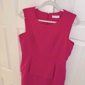 Calvin Klein, Barbie pink, peplum dress size 12.